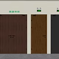 Security Doors Dark Brown Double Light Brown Gray Single For Building Exit With Safety Signs