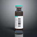Medical Device Brown Glass Vial With Green Cap And Barcode Label