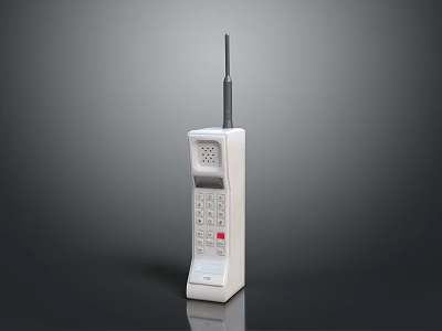 Vintage Mobile Phone White Body With Antenna Numeric Keypad Classic Design 3d model