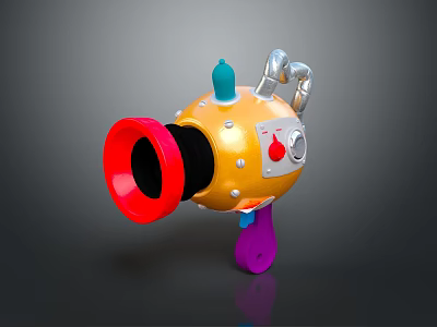Colorful Cartoon Toy Weapon with Red Muzzle Yellow Body Purple Grip and Blue Accents 3d model