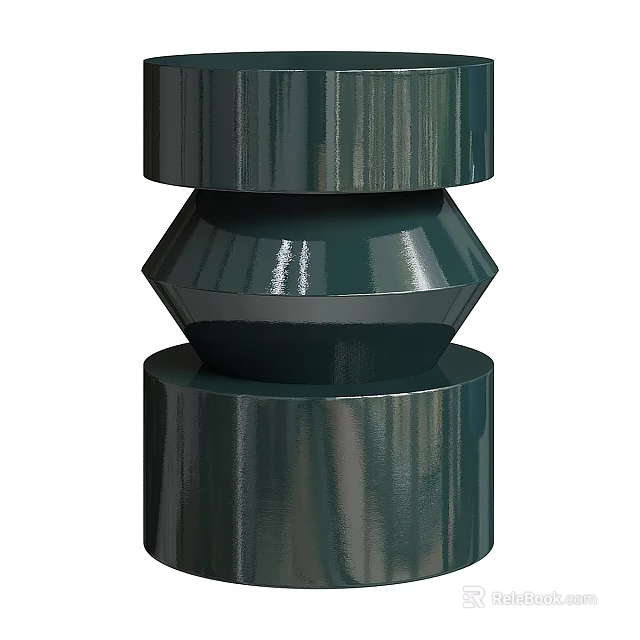 Modern Luxury Dark Green Dining Table With Cylindrical Base And Sleek Design 3d model 