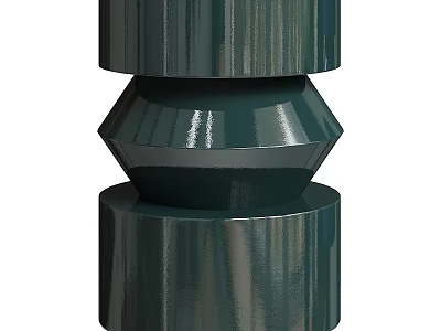Modern Luxury Dark Green Dining Table With Cylindrical Base And Sleek Design 3d model