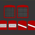 Red Square Kitchen Mats With Various Grid And Striped Patterns