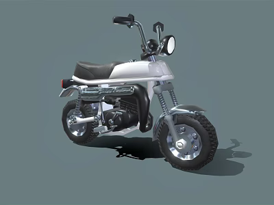 Classic Silver Motorcycle With Black Seat Round Headlight And Thick Tires 3d model