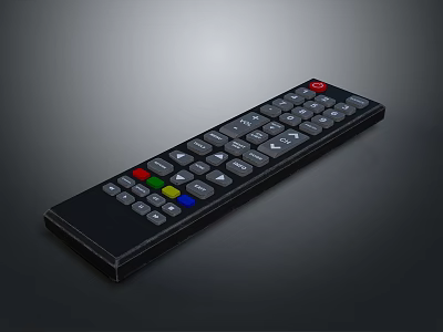 Sleek Black Remote Control With Multiple Colorful Buttons Numeric Keypad And Function Keys 3d model