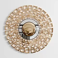 Decorative Wall Mirrors With Modern Geometric Patterns And Gold Black Frames 3d model