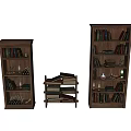 Vintage Wooden Bookcases Filled With Books Scrolls And Decorative Items