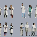Group Of Diverse Medical Staff In Various Poses And Outfits