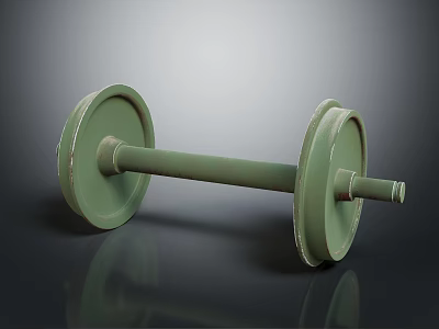 Heavy Duty Green Cast Iron Dumbbell for Home Fitness Exercise Equipment 3d model
