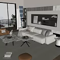 Sofa coffee table combination 3d model