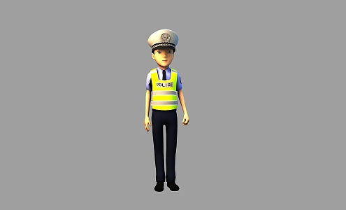 Cartoon Traffic Police Handsome Police Male Traffic Police 3d model