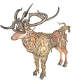 Artistic Deer Sculpture with Body Made of Branches Vines and Intricate Antlers