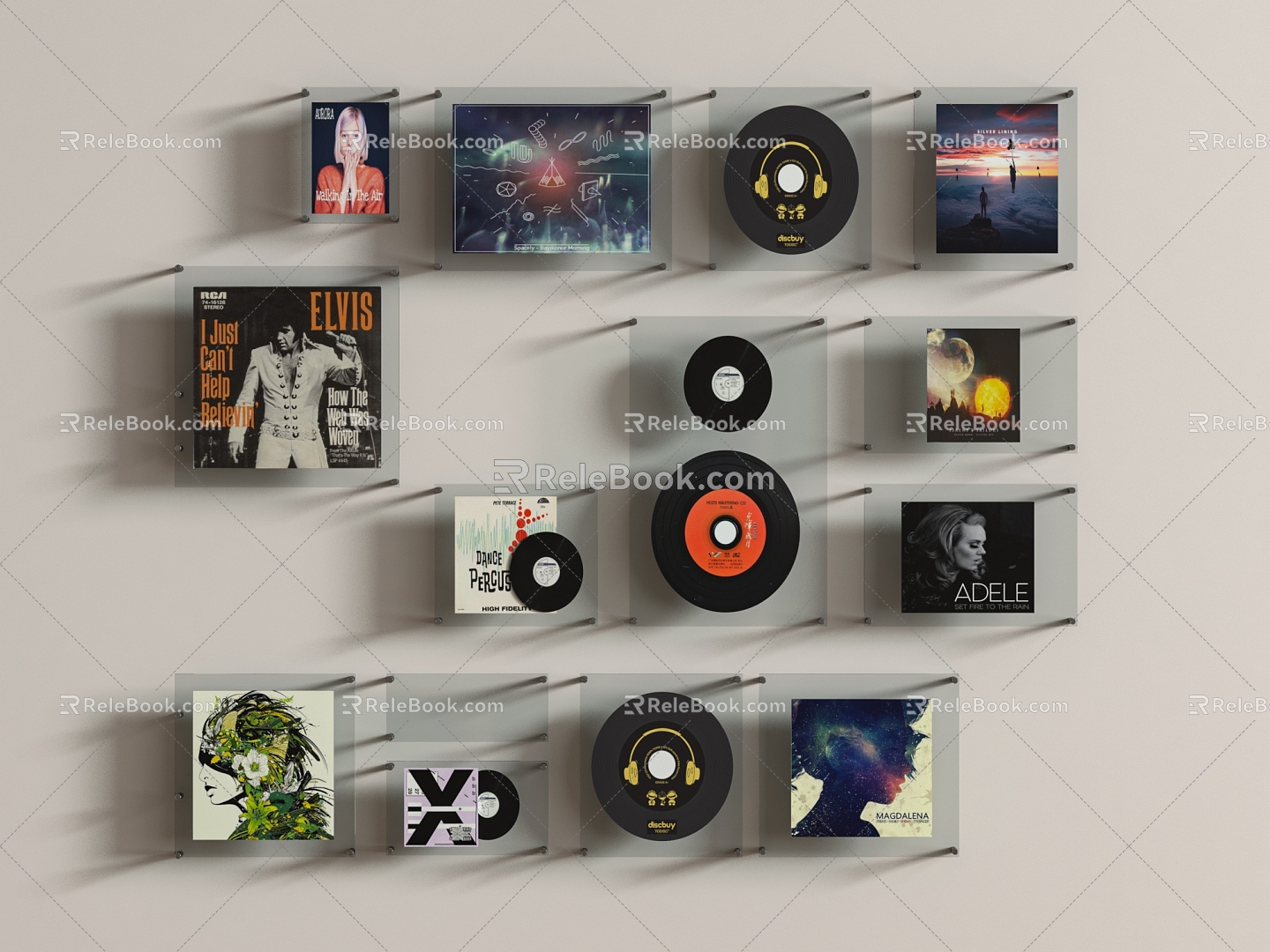 Modern Record Ornaments Wall Decorations Pendant Record Player CD Disc Audio Square 3d model