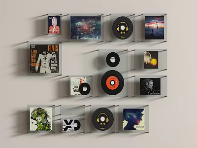 Modern Wall Mounted Display Holders for Vinyl Records CDs and Album Covers 3d model