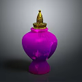 Decorative Purple Vase With Shiny Golden Lid And Smooth Surface