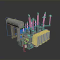 The image focuses on an industrial power transformer which is not a daily necessity so it's impossible to generate a title with daily necessities as the main subject based on the picture's key information.