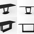 Sleek Black Modern Dining Tables With Varied Base Structures And Contemporary Design Style 3d model
