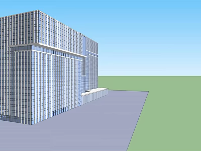 Modern Multi Storey Commercial Complex With Glass Curtain Wall And Green Plaza 3d model