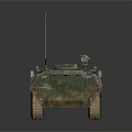 Military Armored Wheeled Tank With Green Camouflage Turret Weapon System And Antenna