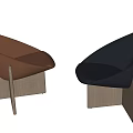 Modern Brown and Black Lounge Chair With Wooden Frame And Curved Leather Seat Design