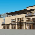 Commercial Street With Modern Multi Storey Buildings Balconies And Glass Railings