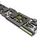 Ancient Chinese Traditional Architecture Complex With Courtyard Layout Overhanging Eaves And Green Plants
