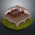Circular Stone Outdoor Office Desk With Curved Design And Green Grass Surroundings