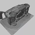 View Of Overturned Car Exposed Underbody With Damaged Mechanical Structure