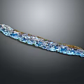 Winding Colorful Garden Landscape Water Feature Composed Of Blue Green Small Decorative Pieces