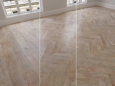 Modern Natural Wooden Floor Components With Herringbone And Straight Lay Patterns 3d model