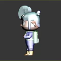Cartoon Woman Character With Blue Hair Horns Blue Outfit Backpack And Yellow Boots