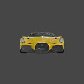 Yellow Bugatti Sports Car With Sleek Design And Black Convertible Top