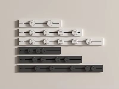 White And Black Control Strips With Circular Buttons On Panel Design 3d model