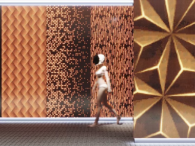 Modern Luxury Wall Panels With Warm Tones Geometric Diamond Dot Striped Textures 3d model