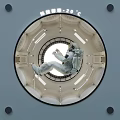 Futuristic Space Themed Window Display With Astronaut In Circular Structure Design 3d model