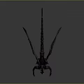 Mythical Dragon Game Movie Character With Large Wings Spiked Horns And Scaled Body