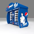 Pepsi Commercial Vending Machine With Blue Exterior Double Doors And Beverage