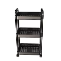 Black Three Tier Mobile Storage Cart With Handle And Wheels For Home Organizing