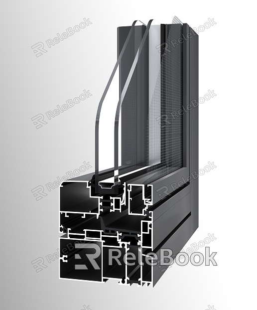 Corner window material head of modern window group model