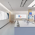 Modern Digital Store Interior With 5G Devices Smartphones And Display Counters 3d model