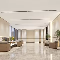 Modern Hotel Lobby Interior With Spacious Layout Sofas Decorative Plants And Marble Floor