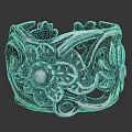 Intricate Silver Carved Floral Pattern Bracelet With Metal Decorative Design