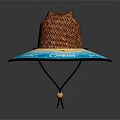 Wide Brim Straw Hat with Cancun Island of Magic Blue Decorative Summer Vacation Design