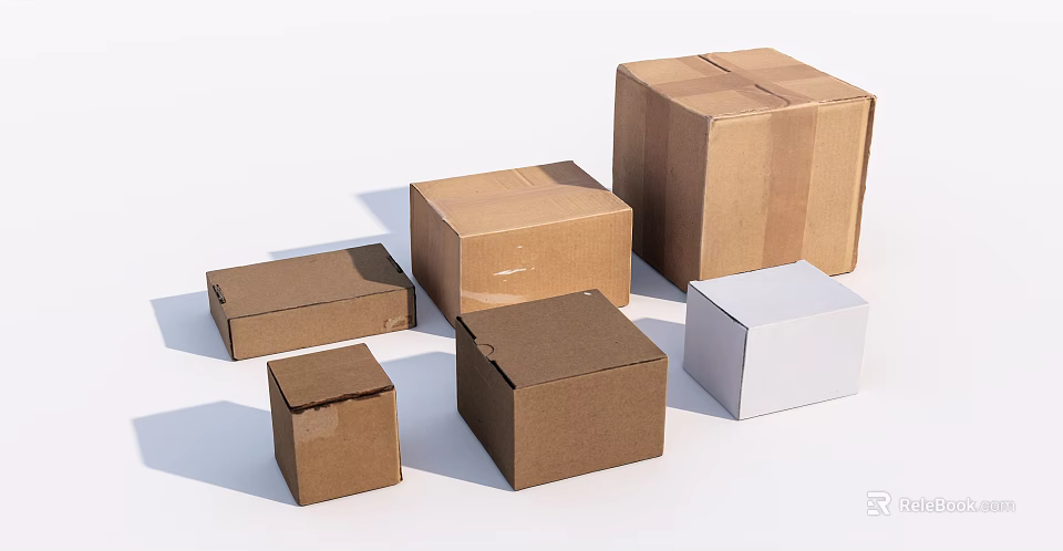 Cardboard Storage Boxes in Various Sizes and Colors for Home and Office Use 3d model 