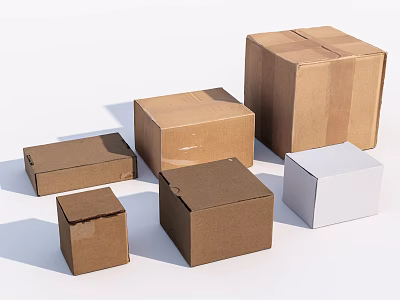 Cardboard Storage Boxes in Various Sizes and Colors for Home and Office Use 3d model