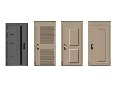 Jianou single door swing door door metal security door sub-mother door smart lock fingerprint lock combination lock door 3d model