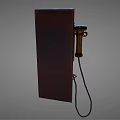 Vintage Wooden Wall Mounted Telephone With Brass Dial And Bells