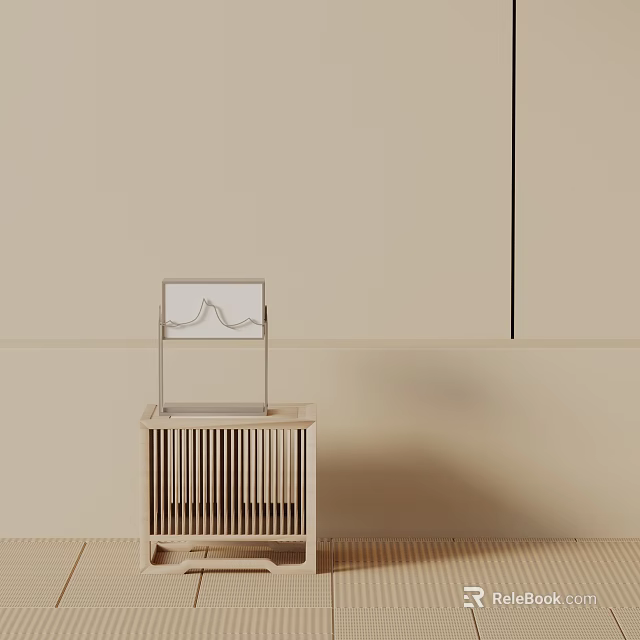 Modern Minimalist Wooden Side Table Design With Slatted Structure And Decorative Accent 3d model 