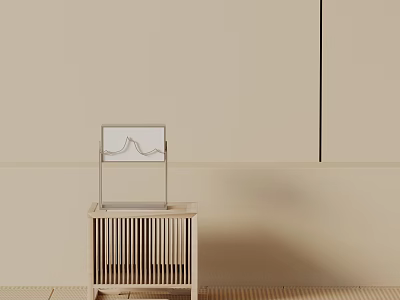 Modern Minimalist Wooden Side Table Design With Slatted Structure And Decorative Accent 3d model