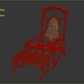 Orange Rocking Chair With Wicker Back Green Cushion And Footstool